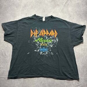 Def Leppard Poison Tesla 2017 Tour T-Shirt Mens 3XL Black Graphic Rock Band Tee